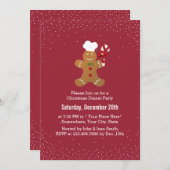 クリスマスジンジャーブレッドマンホリデーディナーパーティー 招待状 (正面/裏面)