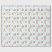 クリスマスジンジャーブレッドマンボーイブルーネーム文字 ラッピングペーパー (フラット)