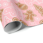 クリスマスジンジャーブレッドマンラッピング紙 ラッピングペーパー (ロールコーナー)