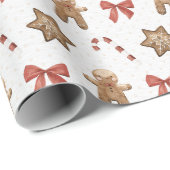 クリスマスジンジャーブレッドマンラッピング紙 ラッピングペーパー (ロールコーナー)