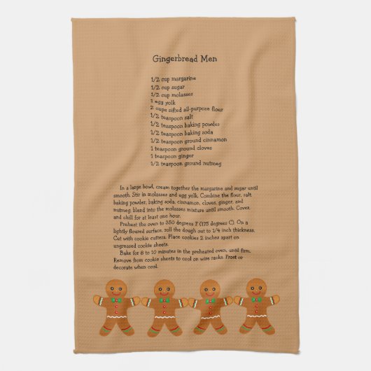 クリスマスジンジャーブレッドマンレシピ キッチンタオル (縦)