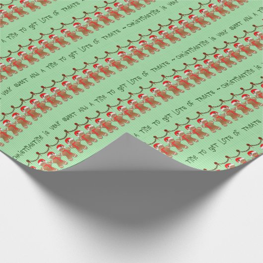 クリスマスジンジャーブレッドマン子供へおもしろい ラッピングペーパー (角)