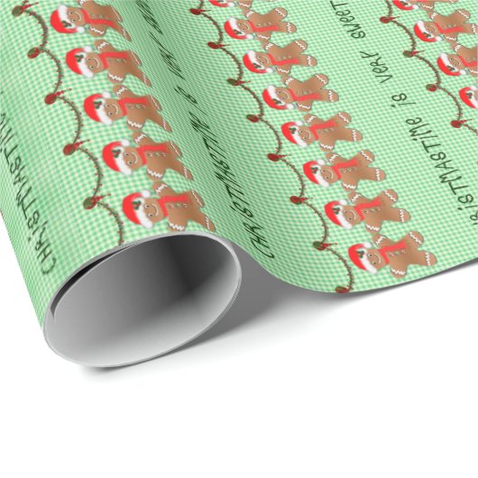 クリスマスジンジャーブレッドマン子供へおもしろい ラッピングペーパー (ロールコーナー)