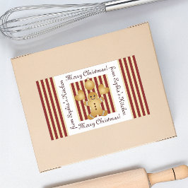 クリスマスジンジャーブレッドマン自家製包装ラベル 長方形シール