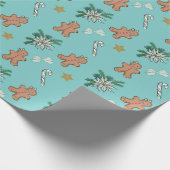 クリスマスジンジャーブレッドマン、おじぎ、キャンディー·ケーン ラッピングペーパー (角)