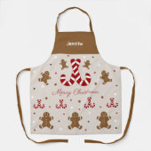 クリスマスジンジャーブレッドマン&キャンディーケーン エプロン (正面)