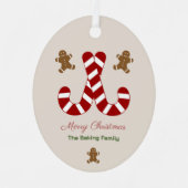 クリスマスジンジャーブレッドマン&キャンディーケーン メタルオーナメント (正面)