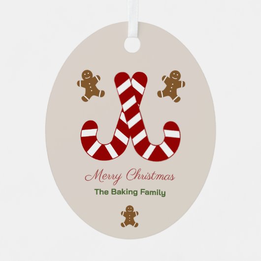 クリスマスジンジャーブレッドマン&キャンディーケーン メタルオーナメント (正面)