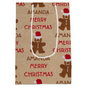 クリスマスジンジャーブレッドマンCookie名前をカスタムする ミディアムペーパーバッグ (裏面)