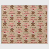 クリスマスジンジャーブレッドマンCookie名前をカスタムする ラッピングペーパー (フラット)