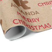 クリスマスジンジャーブレッドマンCookie名前をカスタムする ラッピングペーパー (ロールコーナー)