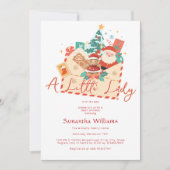 クリスマスジンジャーブレッドリトルレディーガールベビーシャワー 招待状 (正面)