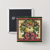 クリスマスジンジャーブレッドリースボタン 缶バッジ (正面&裏面)