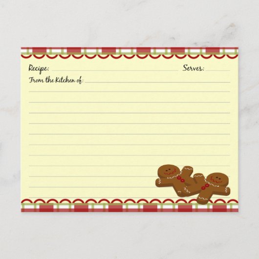 クリスマスジンジャーブレッドレシピカード ポストカード (正面)