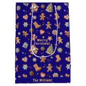 クリスマスジンジャーブレッド名おもしろいかわいい海軍 ミディアムペーパーバッグ (裏面)