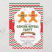 クリスマスジンジャーブレッド性別リビール招待状 招待状 (正面/裏面)