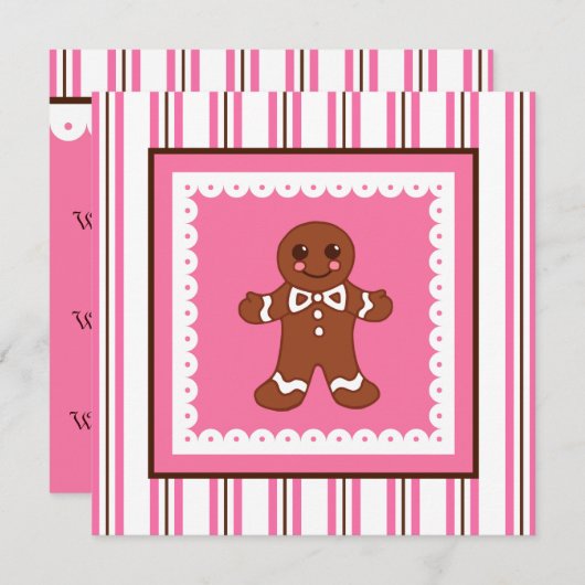 クリスマスジンジャーブレッド招待状 招待状 (正面/裏面)