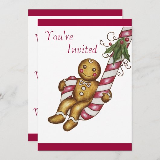 クリスマスジンジャーブレッド招待状 招待状 (正面/裏面)