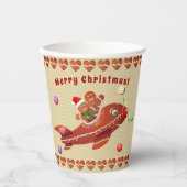 クリスマスジンジャーブレッド飛行機&トレイン 紙コップ (正面)