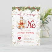 クリスマスジンジャーブレッド1歳誕生日クッキーパーティー 招待状 (スタンド正面)