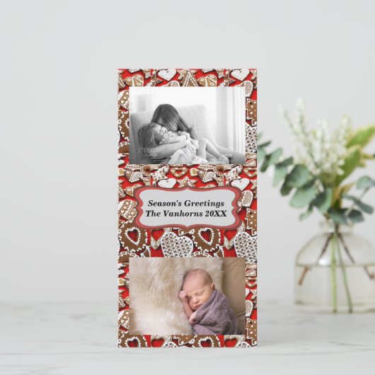 クリスマスジンジャーブレッドCookieのフォトカード シーズンカード (スタンド正面)