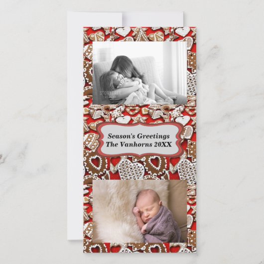 クリスマスジンジャーブレッドCookieのフォトカード シーズンカード (正面)