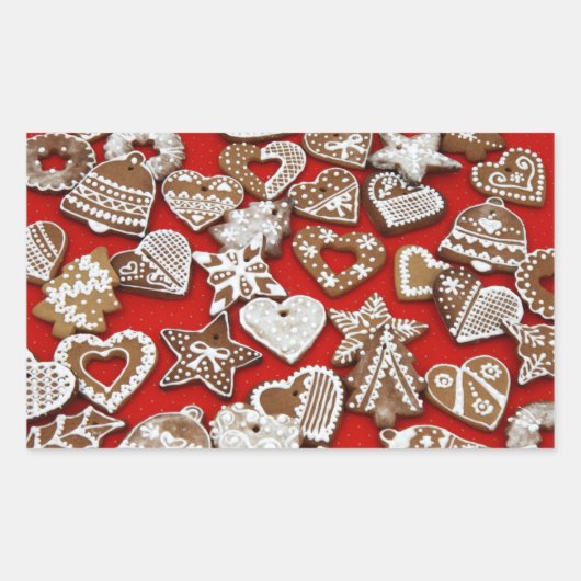 クリスマスジンジャーブレッドCookie矩形シール 長方形シール (正面)