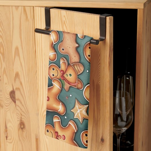 クリスマスジンジャーブレッドCookie キッチンタオル (三つ折り)