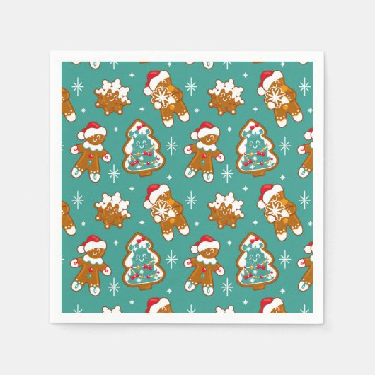 クリスマスジンジャーブレッドCookie スタンダードカクテルナプキン (正面)