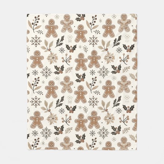 クリスマスジンジャーブレッドCookie フリースブランケット (正面)