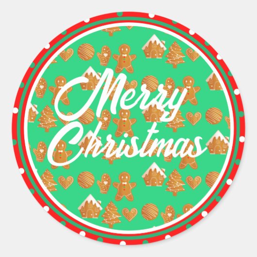 クリスマスジンジャーブレッドCookie ラウンドシール (正面)