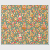 クリスマスジンジャーブレッドCookie ラッピングペーパー (フラット)