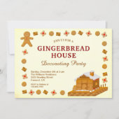 クリスマスジンジャーブレッ飾ドハウスのパーティー 招待状 (正面)