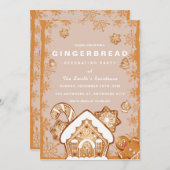 クリスマスジンジャーブレッ飾ドハウスのパーティー 招待状 (正面/裏面)