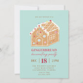 クリスマスジンジャーブレッ飾ドハウスのパーティー 招待状 (正面)