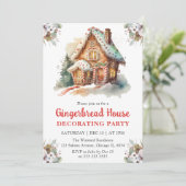 クリスマスジンジャーブレッ飾ドハウスのパーティー 招待状 (スタンド正面)