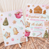 クリスマスジンジャーブレッ飾ドハウスのパーティー 招待状