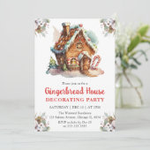 クリスマスジンジャーブレッ飾ドハウスのパーティー 招待状 (スタンド正面)