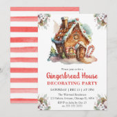 クリスマスジンジャーブレッ飾ドハウスのパーティー 招待状 (正面/裏面)