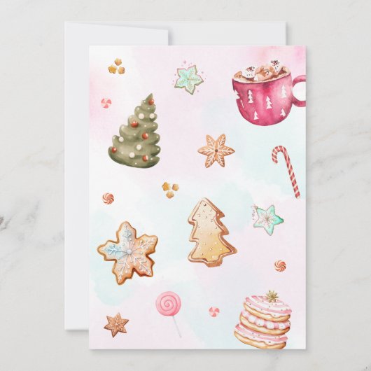 クリスマスジンジャーブレッ飾ドハウスのパーティー 招待状 (裏面)