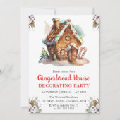 クリスマスジンジャーブレッ飾ドハウスのパーティー 招待状 (正面)