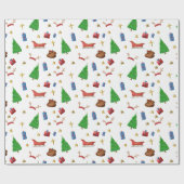 クリスマススそりトナカイ〔雄ジカの〕枝角ギフトパターン ラッピングペーパー (フラット)