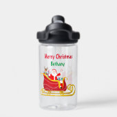 クリスマススイーでサンタとルドルフをパーソナライズ ウォーターボトル (背面)