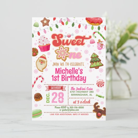 クリスマススイートワン誕生日招待状 – 女の子 招待状 (スタンド正面)