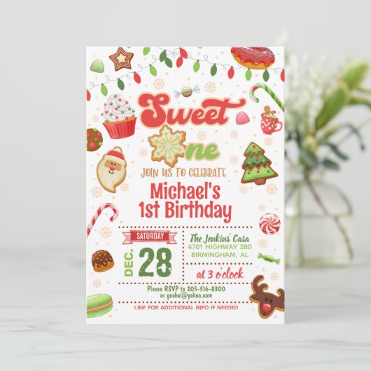 クリスマススイートワン誕生日招待状 招待状 (スタンド正面)