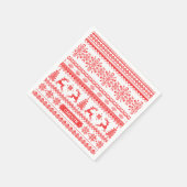 クリスマススウェーター 赤 フェアアイル柄 モノグラム スタンダードカクテルナプキン (角)