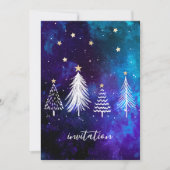 クリスマススカイ、ブルー、ホワイト、星、パーティー 招待状 (正面)