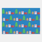 クリスマススカラフルクエアパターン紙シート ラッピングペーパーシート (正面3)