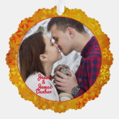 クリスマススカラフルノーフレーク写真テンプレート オーナメントカード (裏面)