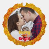 クリスマススカラフルノーフレーク写真テンプレート オーナメントカード (正面)